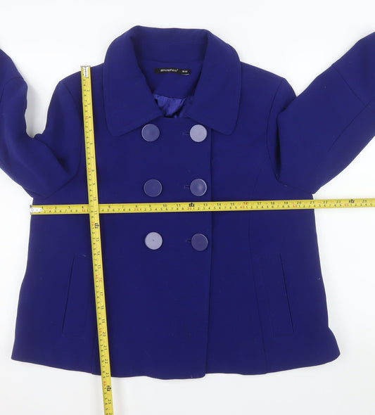 Atmosphere Womens Blue Pea Coat Size 18 Short Lined Button Jacket