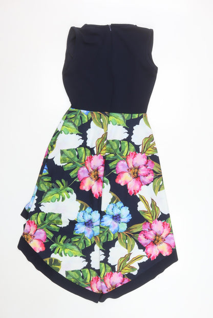 Mela London Women's Multicoloured Floral Hi-Low Fit & Flare Dress Size 8