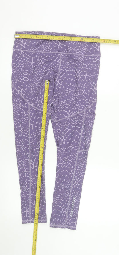 Crane Womens Purple Animal Print Gym Leggings Size 12-14