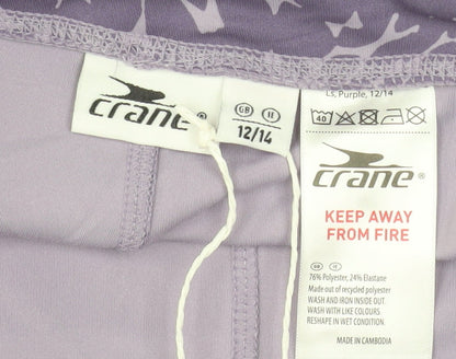 Crane Womens Purple Animal Print Gym Leggings Size 12-14