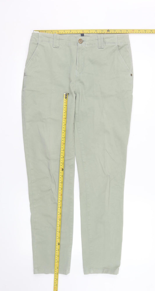 Dash Womens Green Chino Trousers Size 10R Cotton Blend