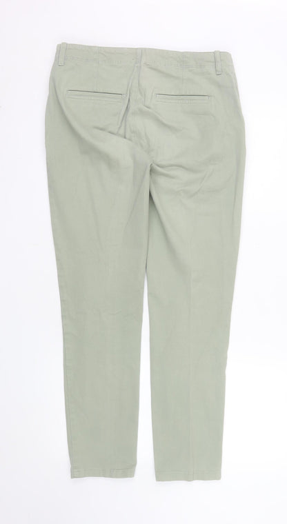 Dash Womens Green Chino Trousers Size 10R Cotton Blend