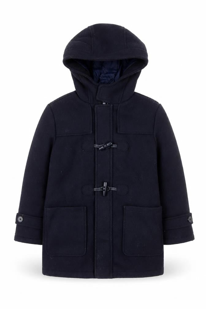 Mayoral Boys Black Duffle Coat Hooded Mid-Length 5 Years Polyester