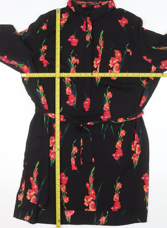 So Fabulous Women's Black Floral Shirt Dress Size 22