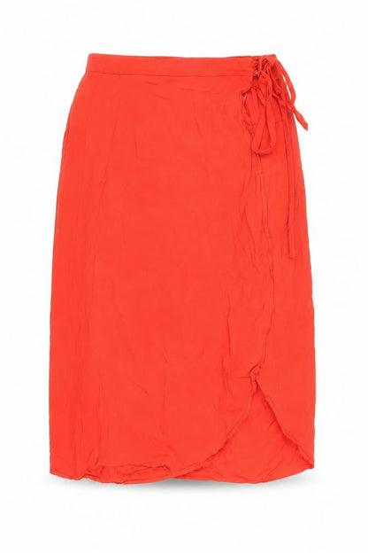 New Look Women’s Red Wrap Midi Skirt Size 6 Lightweight Viscose