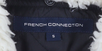 French Connection Men's Black Bomber Jacket Size S Lined Winter Coat