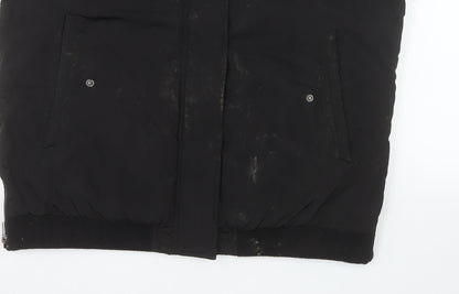 French Connection Men's Black Bomber Jacket Size S Lined Winter Coat