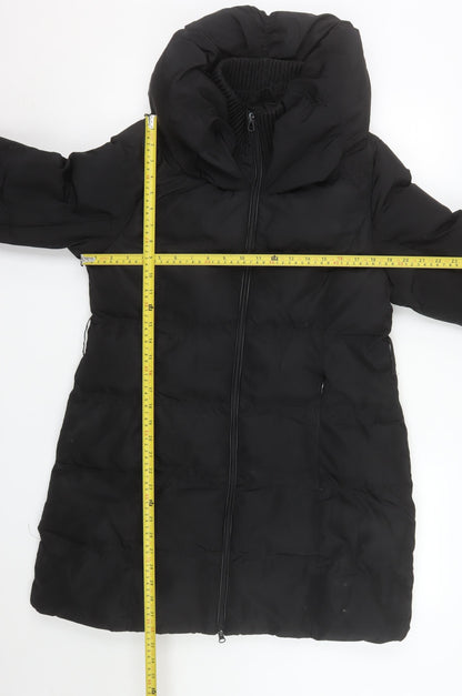 Brave Soul Women's Black Long Puffer Coat Size 14 Hooded Winter Jacket