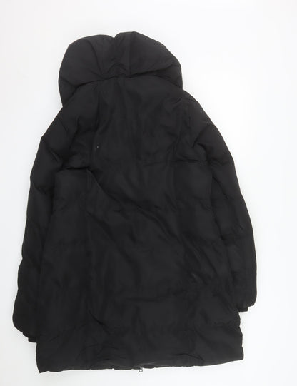 Brave Soul Women's Black Long Puffer Coat Size 14 Hooded Winter Jacket