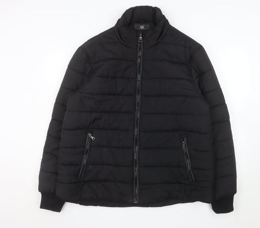 Marks and Spencer Men's Black Puffer Jacket XL Stand-Up Collar