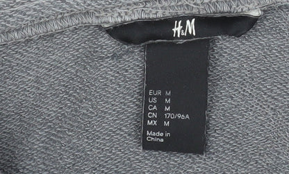 H&M Women's Grey Crochet Long Sleeve Cotton Blouse Size 12