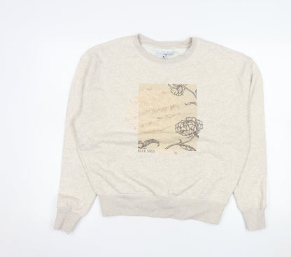 Red Button Womens Beige Floral Sweatshirt Size S Pullover Casual