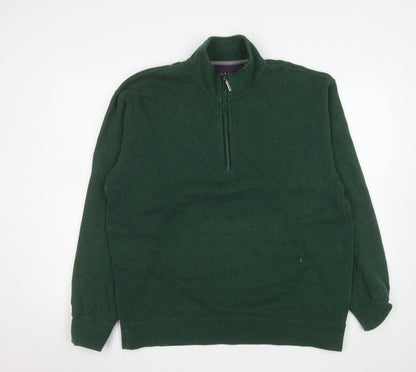 Orvis Men's Green 1/4 Zip Cotton Pullover Sweatshirt Size L