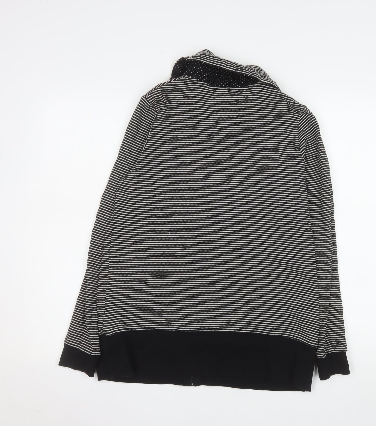 Dash Women Black Striped Cotton Zip Jacket Size 10
