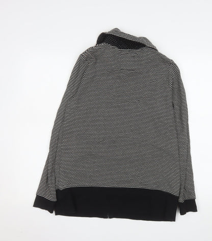 Dash Women Black Striped Cotton Zip Jacket Size 10