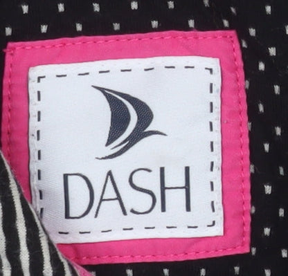 Dash Women Black Striped Cotton Zip Jacket Size 10