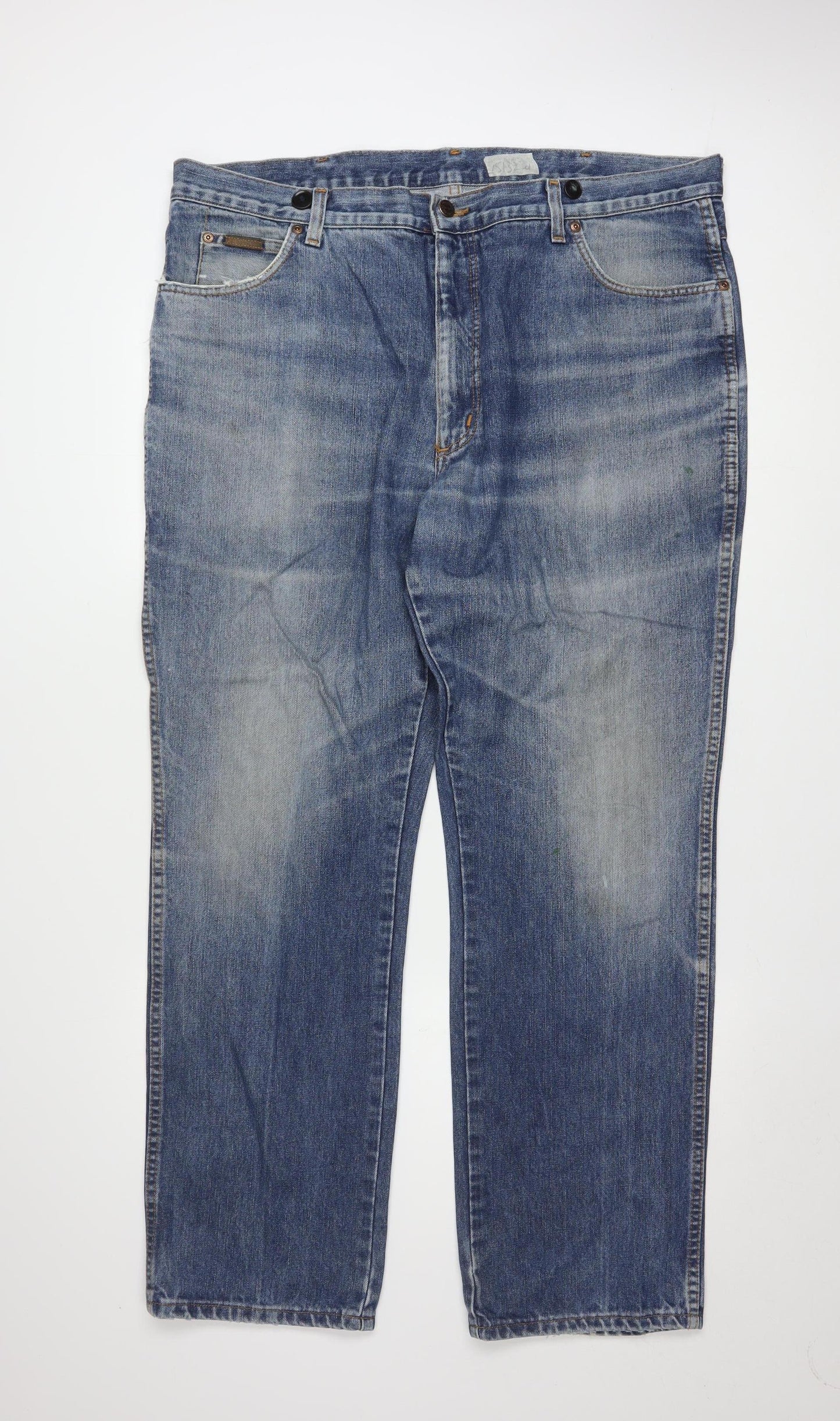 Wrangler Men's Blue Straight Fit Denim Jeans 42x32 Regular
