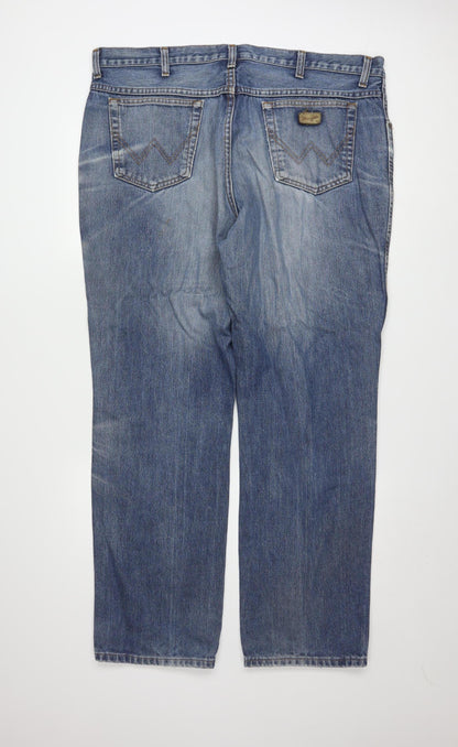 Wrangler Men's Blue Straight Fit Denim Jeans 42x32 Regular