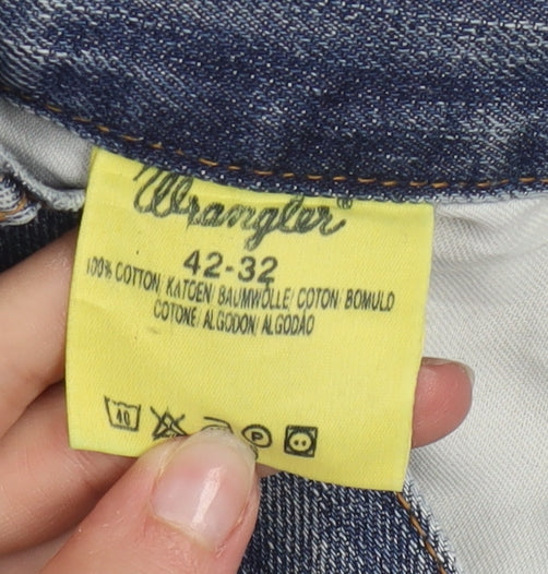 Wrangler Men's Blue Straight Fit Denim Jeans 42x32 Regular