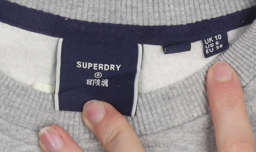 Superdry Womens Grey UK 10 Crew Neck Pullover Sweatshirt