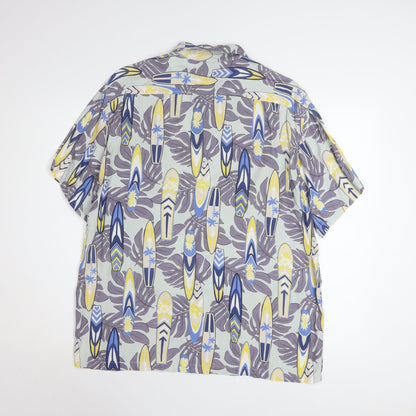 Kearney House Men's Blue Hawaiian Short Sleeve Shirt L Cotton