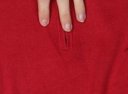 Nautica Men's Red Cotton Half Zip Jumper XL Classic Knit
