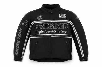 Probiker Boys Black XS Motorcycle Racing Jacket with Embroidered Logos