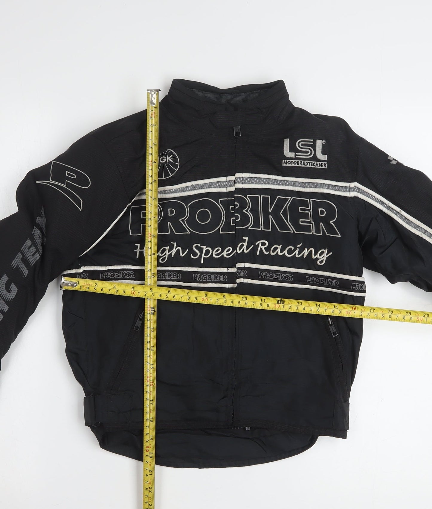 Probiker Boys Black XS Motorcycle Racing Jacket with Embroidered Logos