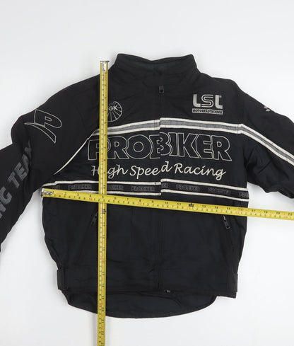Probiker Boys Black XS Motorcycle Racing Jacket with Embroidered Logos