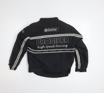 Probiker Boys Black XS Motorcycle Racing Jacket with Embroidered Logos