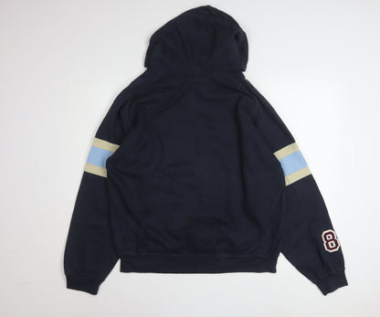 Reebok Men's Blue Pullover Hoodie L Fleece Sports Logo Vintage