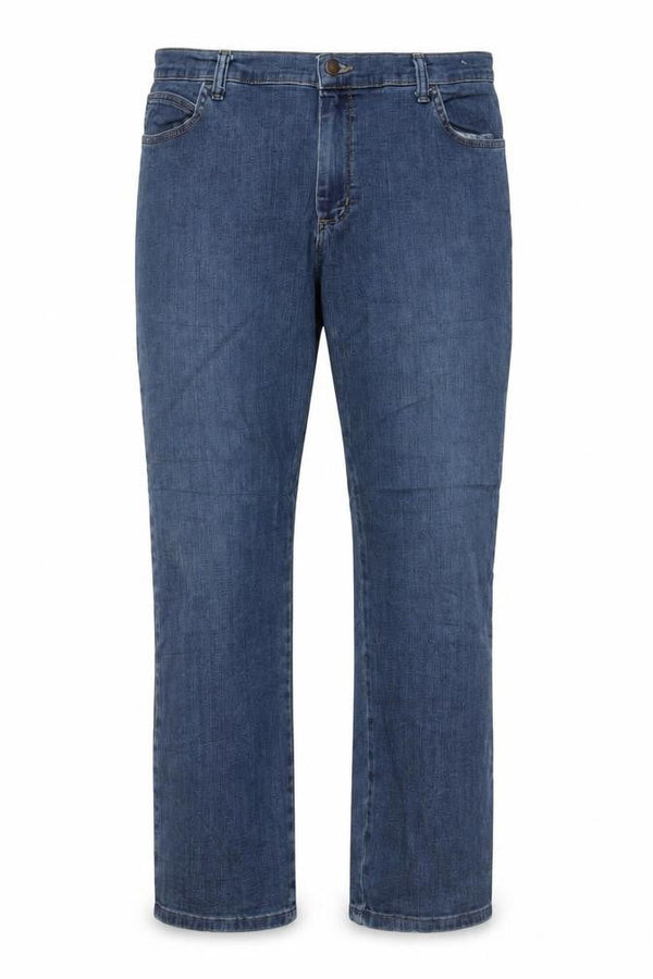Front view of Lee women’s blue relaxed fit straight leg denim jeans, size UK 16