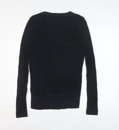 Tommy Hilfiger Women's Black V-Neck Cotton Pullover Jumper M