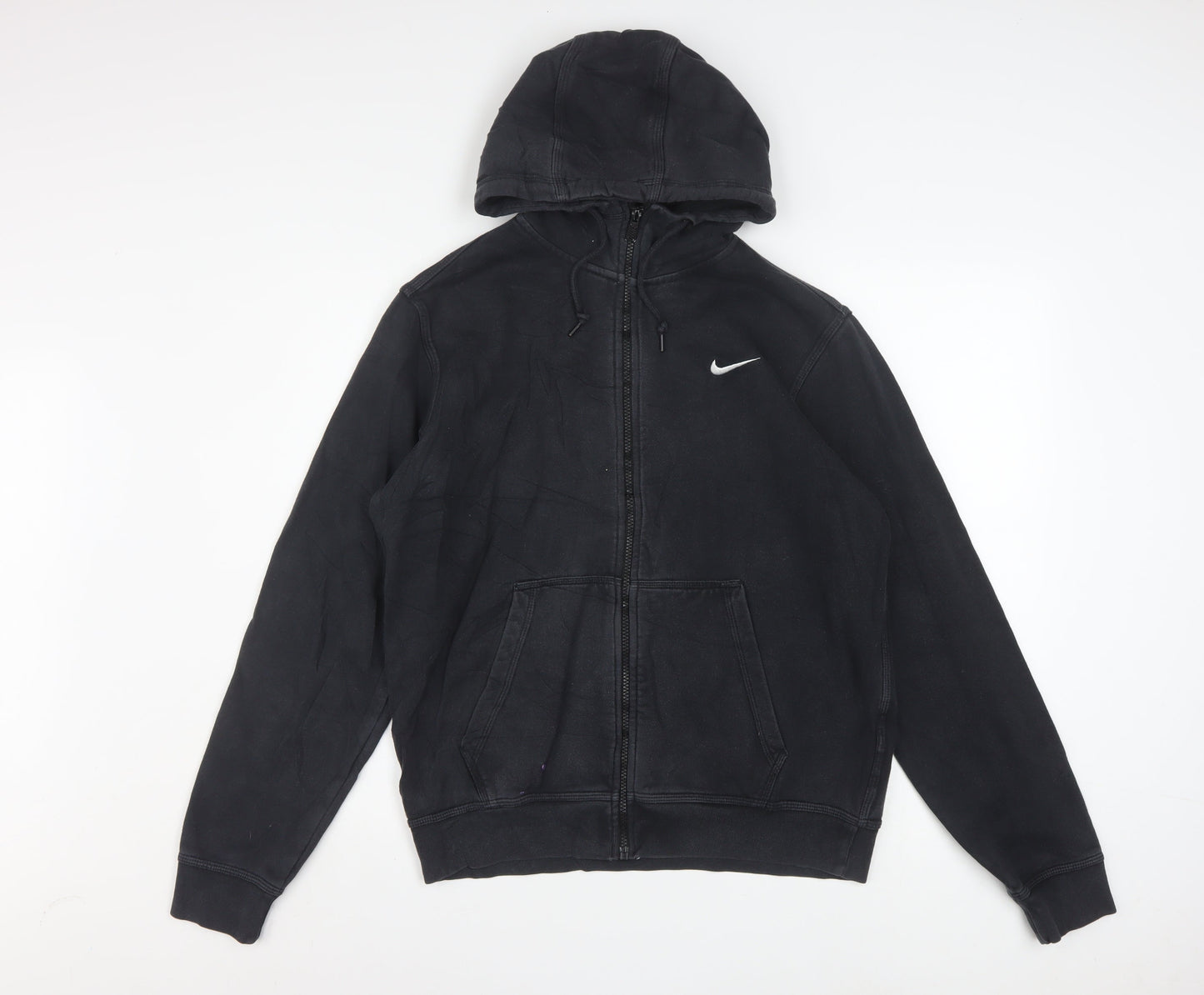 Nike Men's Black Full Zip Hoodie Medium Cotton Fleece