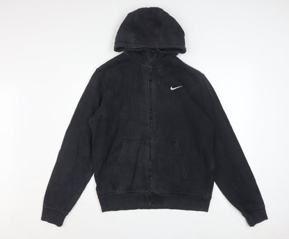 Nike Men's Black Full Zip Hoodie Medium Cotton Fleece