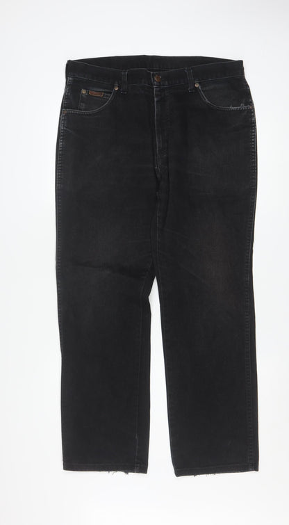 Wrangler Men's Black 36x30 Straight Leg Denim Jeans