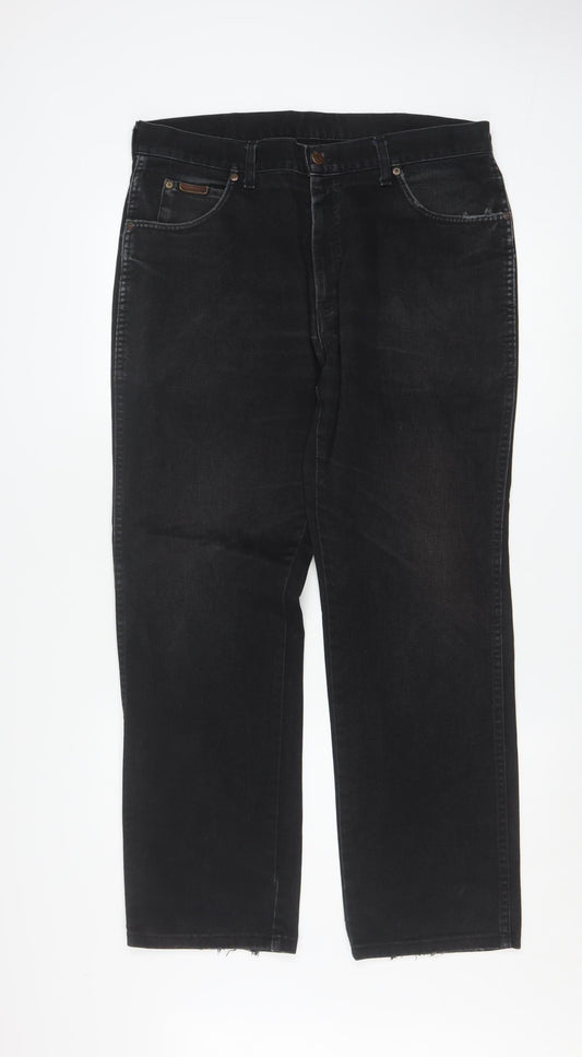 Wrangler Men's Black 36x30 Straight Leg Denim Jeans