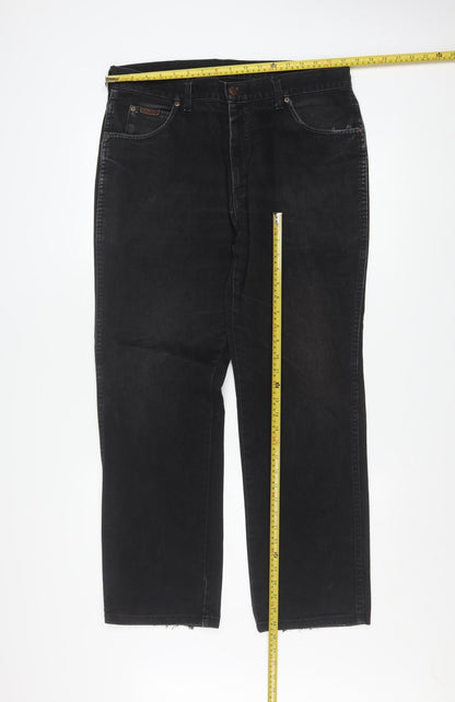 Wrangler Men's Black 36x30 Straight Leg Denim Jeans
