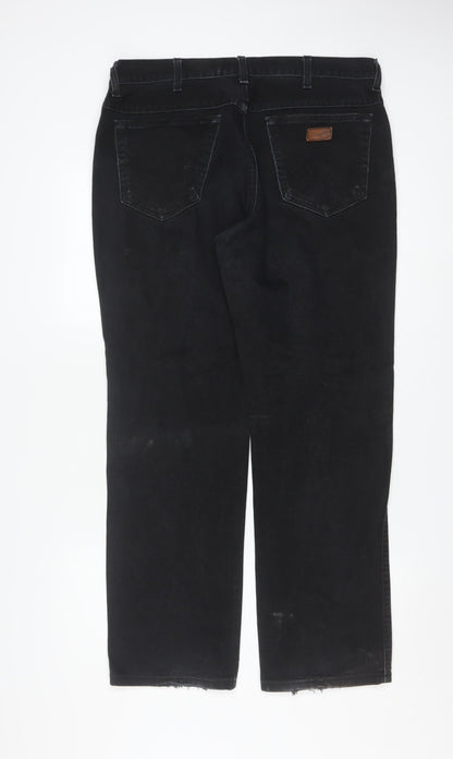 Wrangler Men's Black 36x30 Straight Leg Denim Jeans