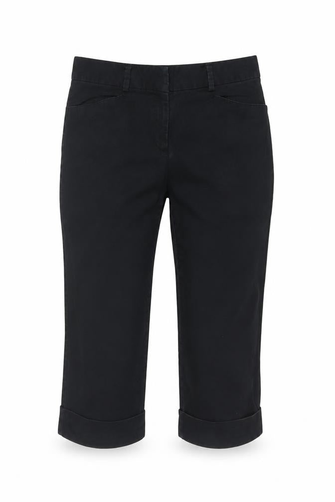 Tommy Hilfiger Women's Black Cropped Stretch Cotton Trousers Size 12