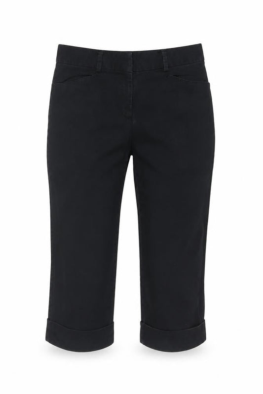 Tommy Hilfiger Women's Black Cropped Stretch Cotton Trousers Size 12