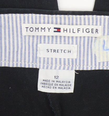 Tommy Hilfiger Women's Black Cropped Stretch Cotton Trousers Size 12
