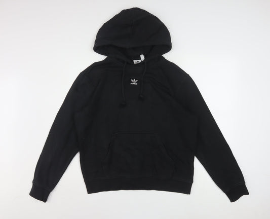 Adidas Womens Black Hoodie Size 12 Pullover Cotton Blend Casual