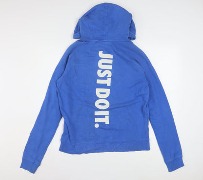 Nike Women's Blue Pullover Hoodie Medium Just Do It Logo Cotton Blend