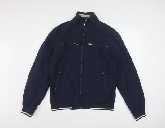 Tommy Hilfiger Men's Blue Bomber Jacket Size M Full Zip Nylon