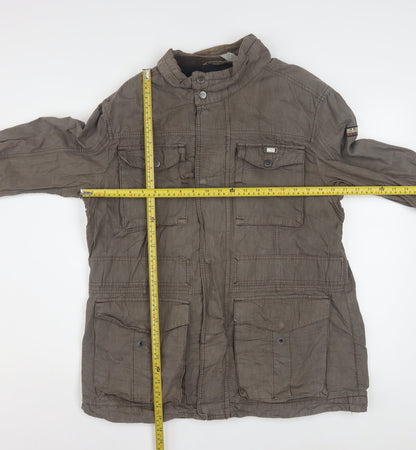 Napapijri Men’s Brown XL Military Jacket Cotton Linen