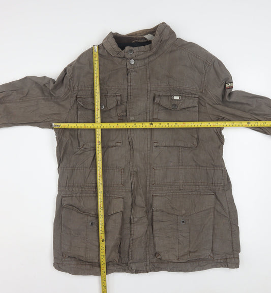 Napapijri Men’s Brown XL Military Jacket Cotton Linen