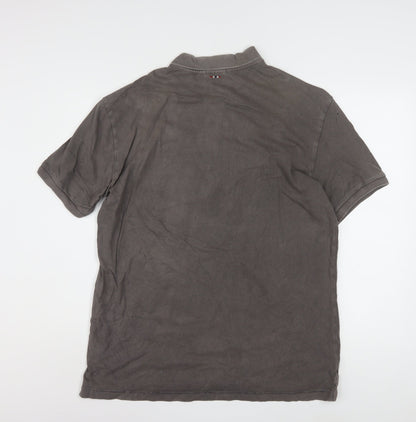 Napapijri Men's Brown Cotton Polo Shirt XL Short Sleeve Casual Top