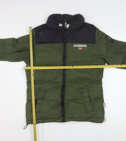 Napapijri Men's Green Puffer Jacket S Winter Full Zip Warm Coat
