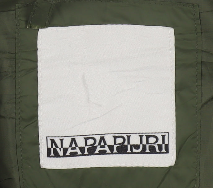 Napapijri Men's Green Puffer Jacket S Winter Full Zip Warm Coat